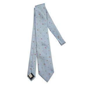 Burberry Tie Mens Blue Silk Narrow Geometric Luxury Office Work Made in Italy